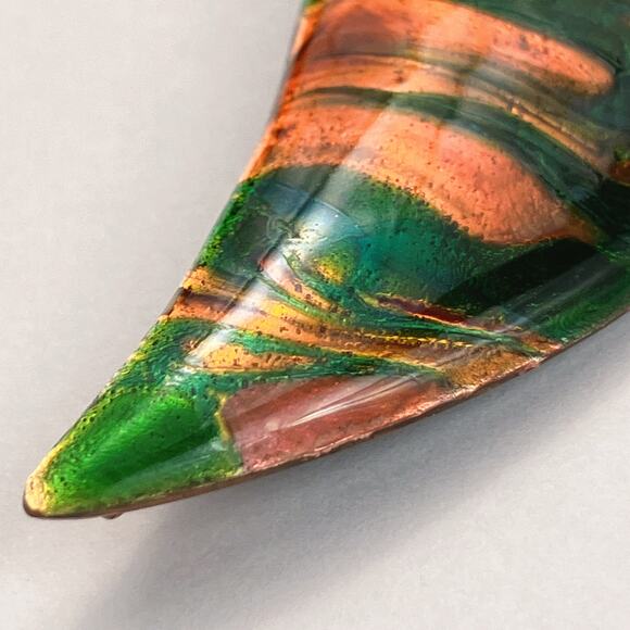 VTG 1970s Signed A. Gagnon Québec Resin Art Brooch Pendant Marbled Orange READ - Picture 4 of 11